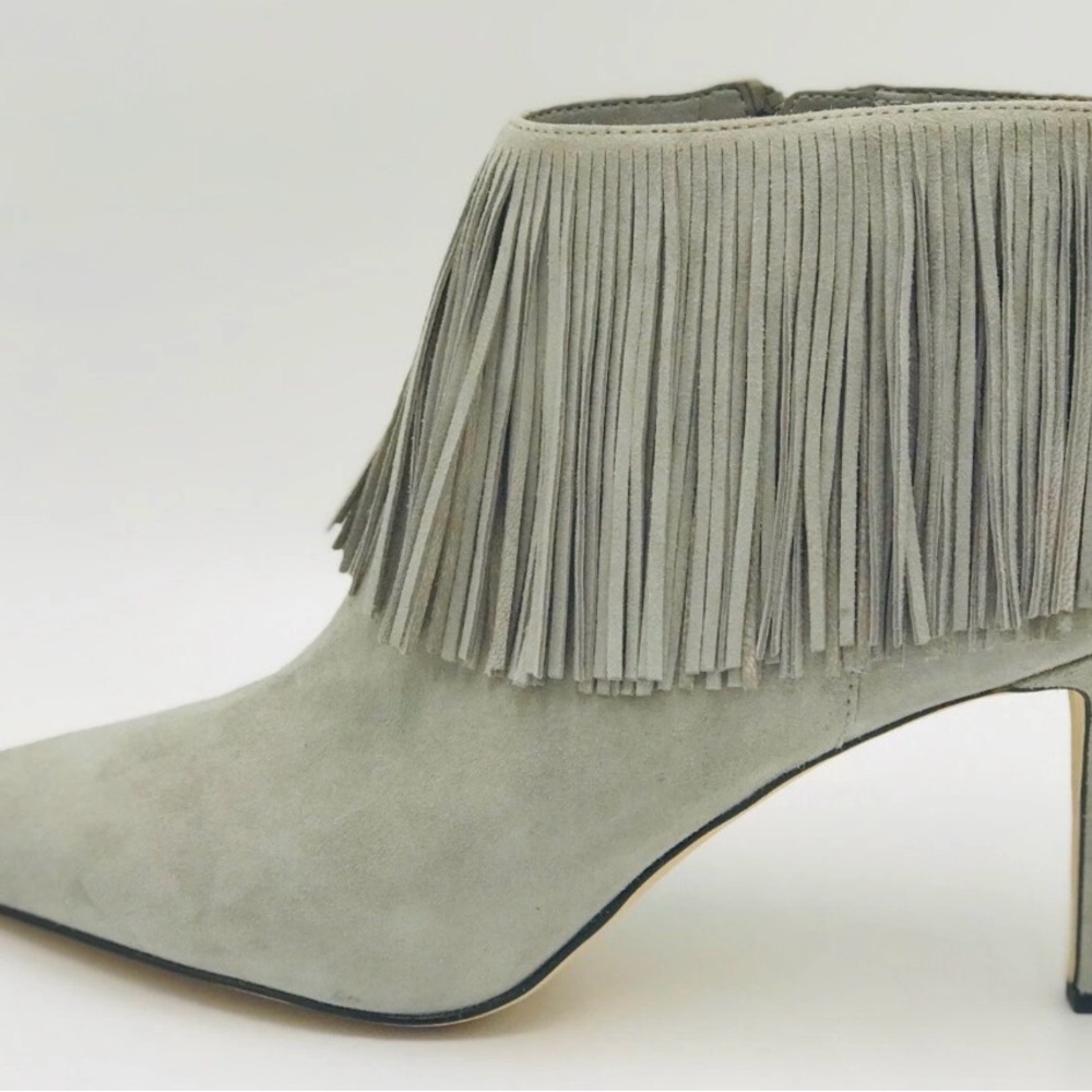 Sam Edelman Gray Fringe Suede Heeled Boots - Picture 5 of 7